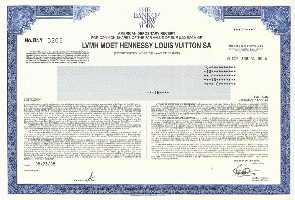 lvmh certificate