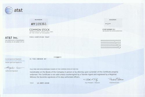 AT&T Stock Certificate