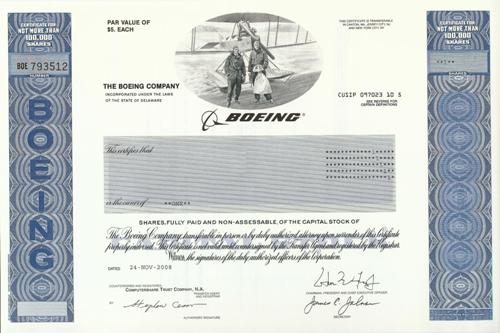 Boeing Stock Certificate