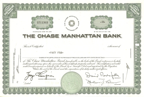Chase Manhattan Bank Stock Certificate
