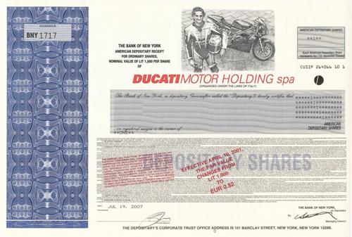 Ducati Motor Stock Certificate