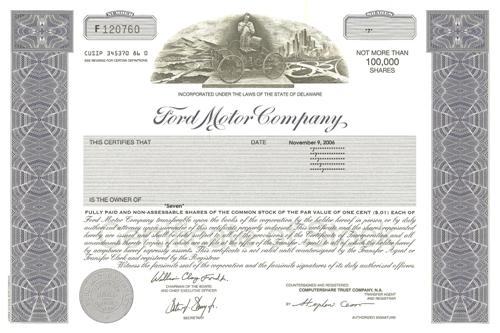 Ford Stock Certificate