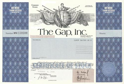 Gap Stock Certificate