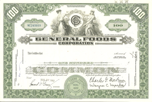 General Foods Stock Certificate
