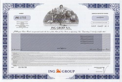 ING Stock Certificate