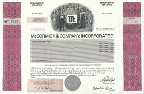 McCormick Stock Certificate