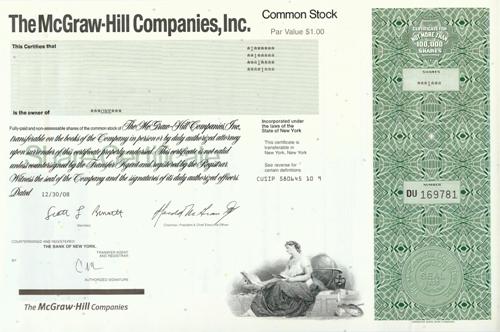 McGraw-Hill Stock Certificate
