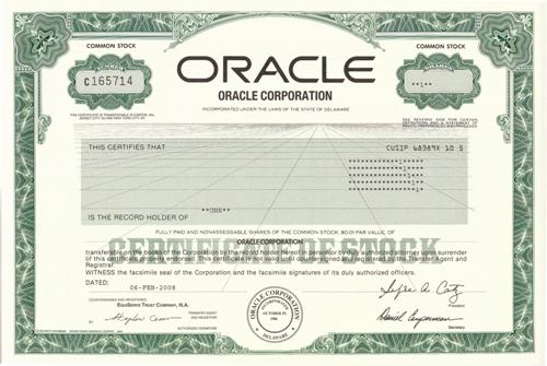 Oracle Stock Certificate