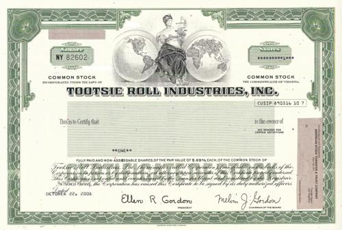 Tootsie Roll Stock Certificate