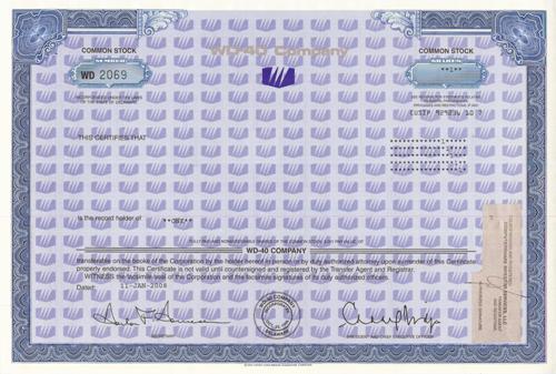 WD-40 Stock Certificate