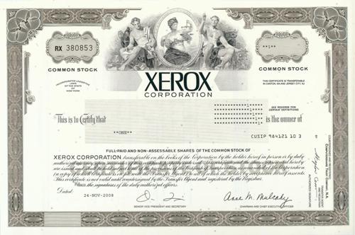 Xerox Stock Certificate